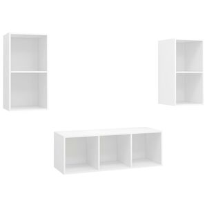 vidaXL 3 Piece TV Cabinet Set White Engineered Wood