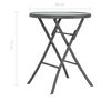 vidaXL Folding Bistro Table Grey 60x70 cm Glass and Steel