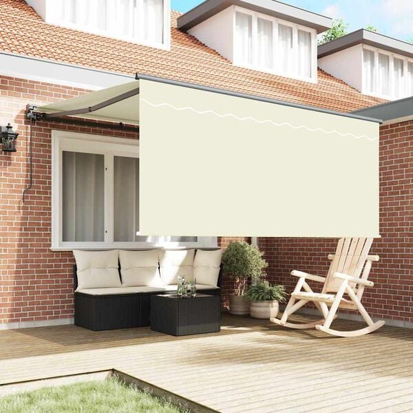 vidaXL Retractable Awning Cream 350 x 250 cm Polyester and Aluminium