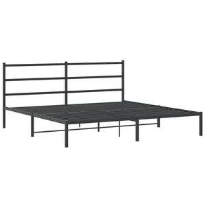 vidaXL Metal Bed Frame without Mattress with Headboard Black 180x200cm