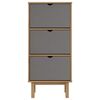 vidaXL Shoe Cabinet OTTA with 3 Drawers Brown&Grey Solid Wood Pine