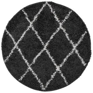 vidaXL Shaggy Rug PAMPLONA High Pile Modern Black and Cream &Oslash; 80 cm