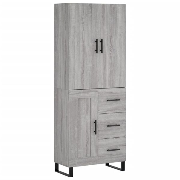 vidaXL Highboard Grey Sonoma 69.5x34x180 cm Engineered Wood