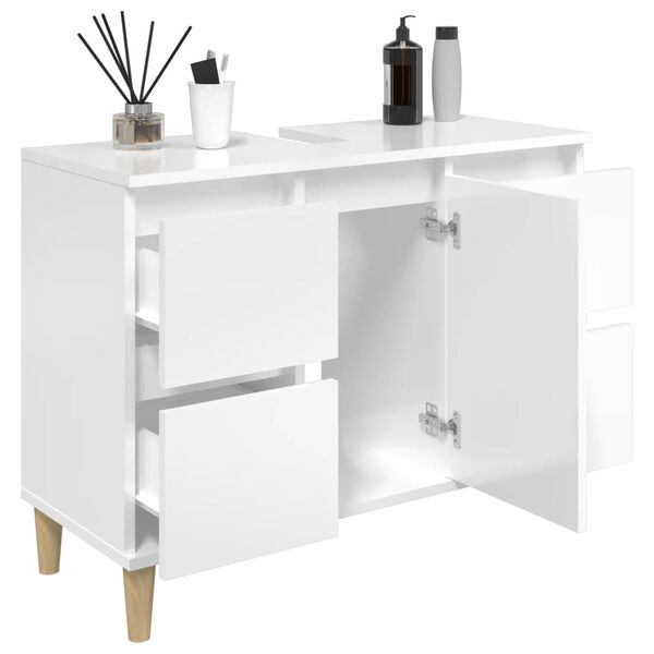vidaXL Sink Cabinet High Gloss White 80x33x60 cm Engineered Wood