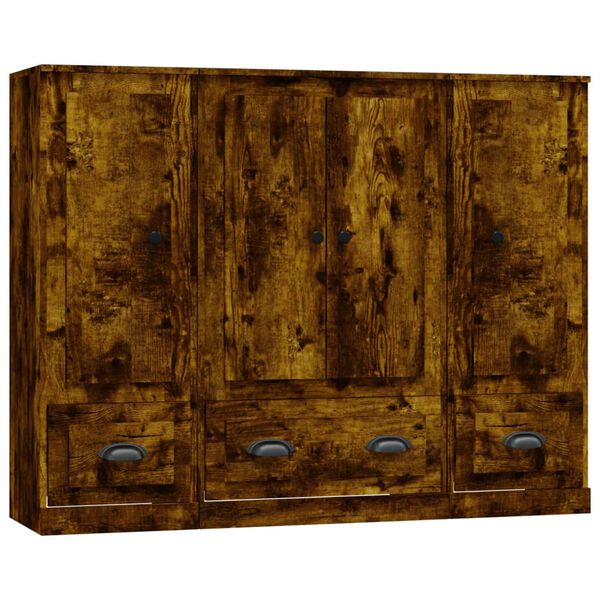 vidaXL Highboards 3 pcs Smoked Oak Engineered Wood