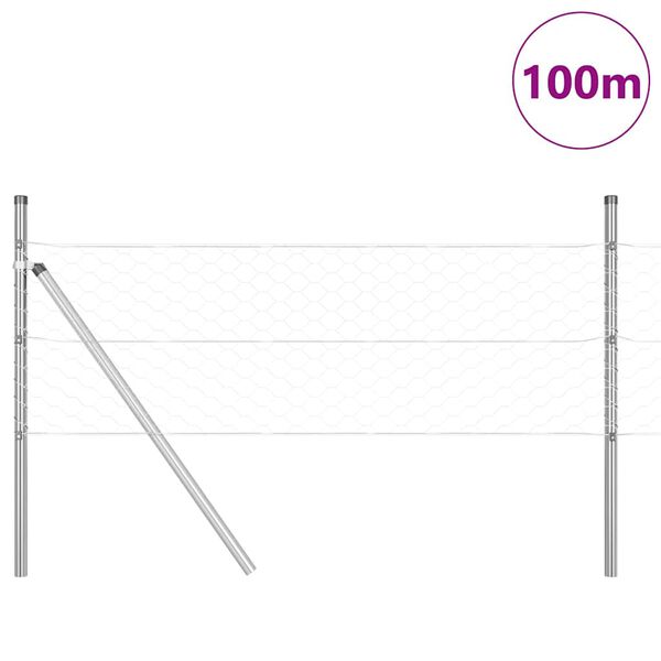 vidaXL Fence Post Silver 100 x 0.8 m (50 mm mesh) Steel