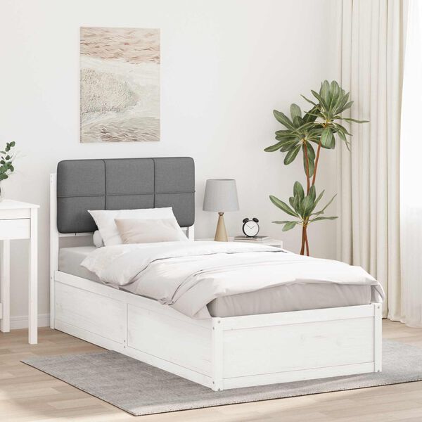 vidaXL Bed Frame with Upholstered Headboard Light Grey 75 x 190 cm