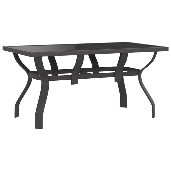 vidaXL Garden Table Grey and Black 140x70x70 cm Steel and Glass