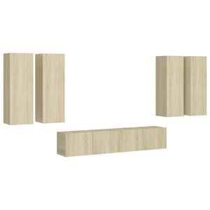 vidaXL 6 Piece TV Cabinet Set Sonoma Oak Engineered Wood