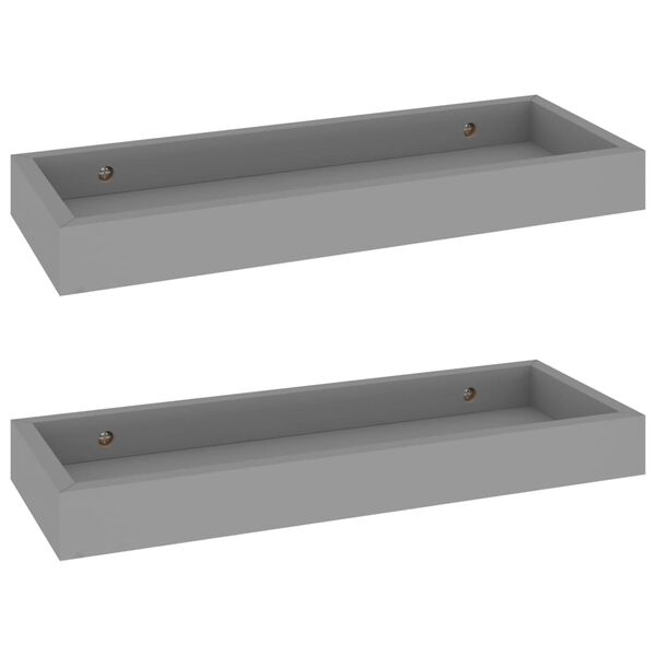 vidaXL Loggia Wall Shelves 2 pcs Grey 40x15x4 cm MDF