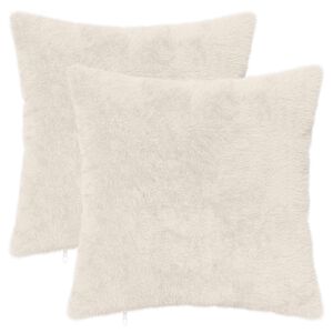 vidaXL Cushion Cover 2 pcs HEERLEN White 35 x 35 cm Faux Rabbit Fur