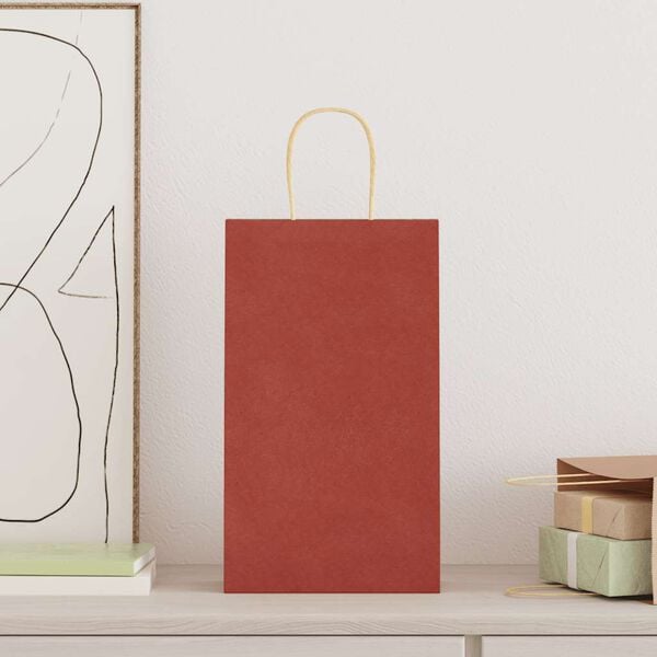 vidaXL Paper Bags 50 pcs with Handles Red 21x11x36 cm