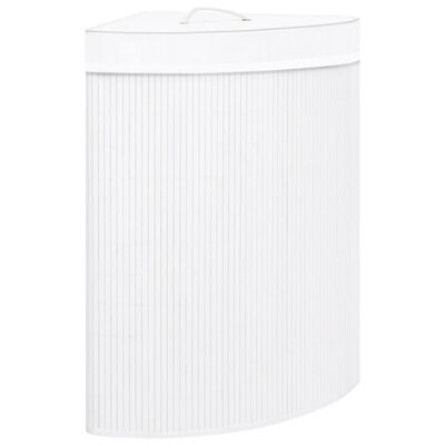 vidaXL Bamboo Corner Laundry Basket White 60 L
