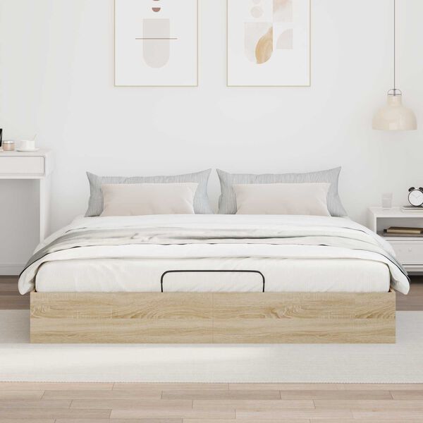 vidaXL Ottoman Bed Frame Sonoma Oak 203 x 180 x 25 cm Chipboard