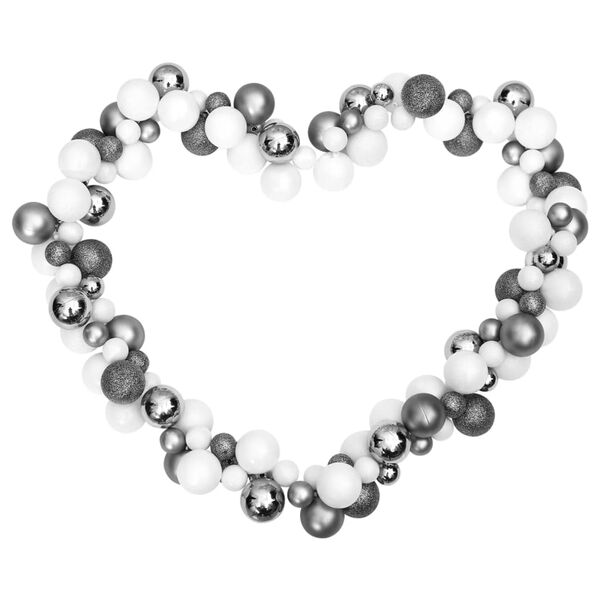 vidaXL Christmas Balls Garland White and Grey 175 cm Polystyrene