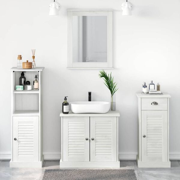 vidaXL Bathroom Furniture Set 4 pcs Antique White Solid Pine Wood