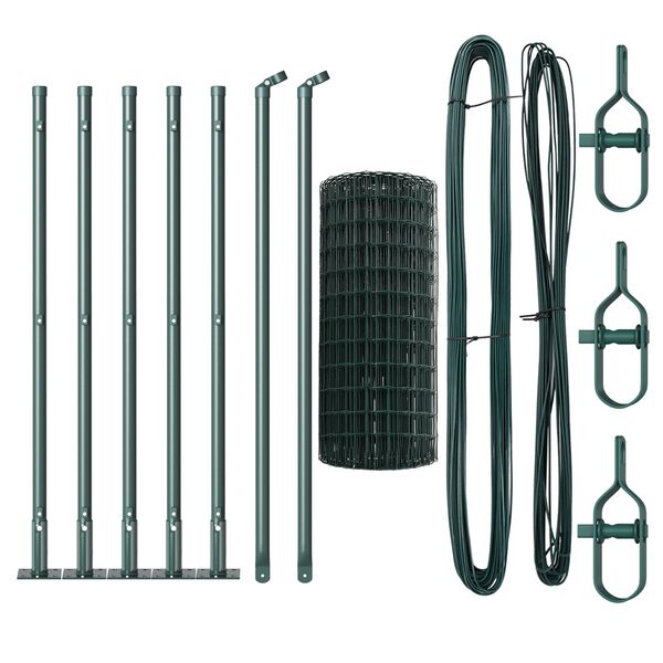 vidaXL Fence with Post Green 0.4 x 10 m Steel and PVC