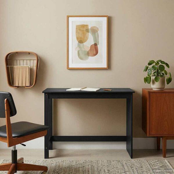 vidaXL Desk Black 112 x 50 x 75 cm Solid Pine Wood