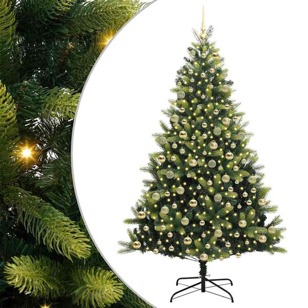 vidaXL Artificial Hinged Christmas Tree 300 LEDs Green 210 cm