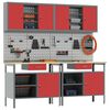 vidaXL Work Bench Set with Drawer 8 pcs Red 200 x 55 x 200 cm Steel