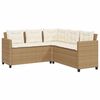 vidaXL Garden Sofa with Table and Cushions L-Shaped Beige Poly Rattan