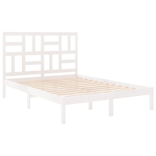 vidaXL Bed Frame without Mattress White Solid Wood 140x200 cm