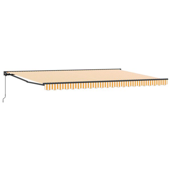 vidaXL Retractable Awning Manual Yellow and White 500 x 300 cm