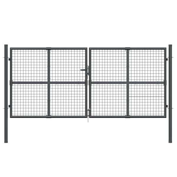 vidaXL Mesh Garden Gate Anthracite 300x125 cm Galvanised Steel
