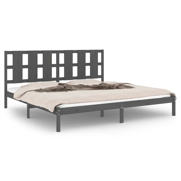 vidaXL Bed Frame without Mattress Grey 200x200 cm Solid Wood Pine