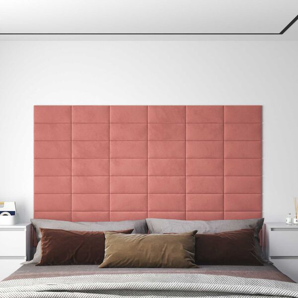 vidaXL Wall Headboard 12 pcs Pink 30 x 15 cm Velvet