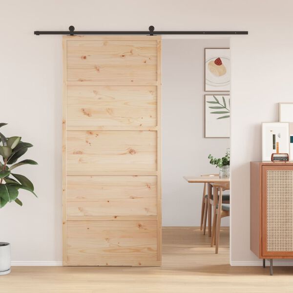 vidaXL Barn Door 90x208 cm Solid Wood Pine