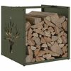 vidaXL Firewood Rack Olive Green 40x40x40 cm Cold-rolled steel