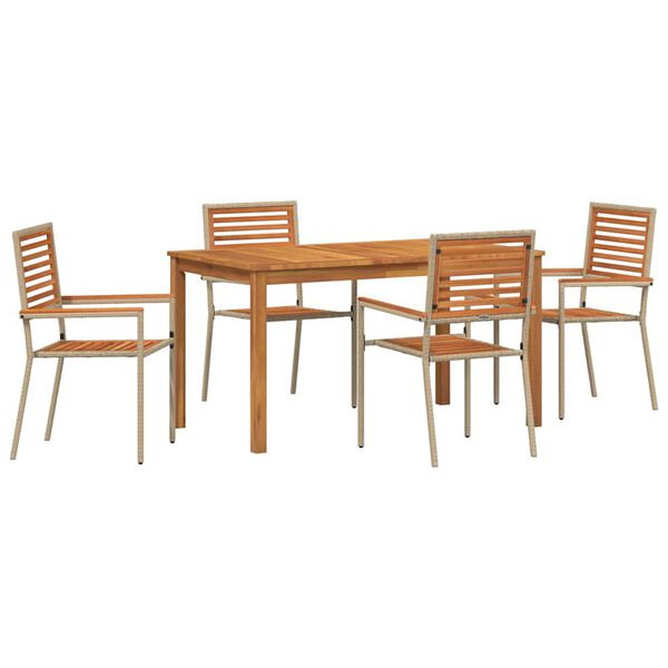 vidaXL Garden Dining Set 5 pcs Beige Solid Acacia Wood
