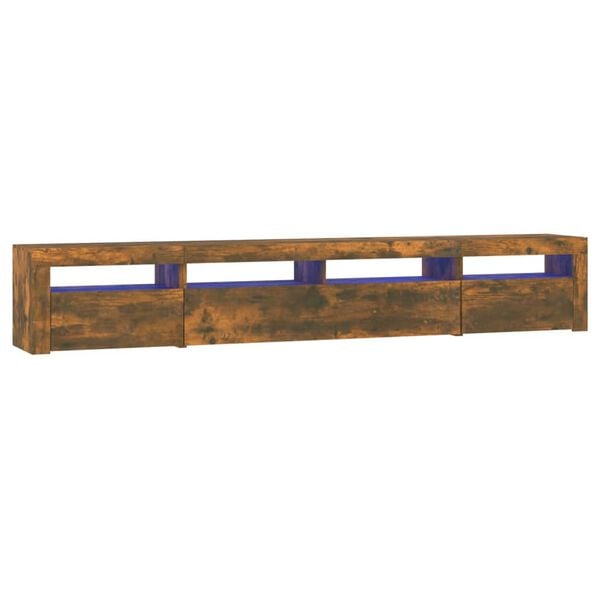 vidaXL TV Cabinet with LED Lights Smoked Oak 240x35x40 cm