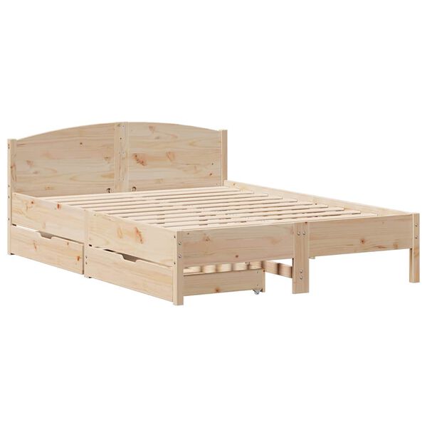 vidaXL Bed Frame without Mattress 150x200 cm King Size Solid Wood Pine