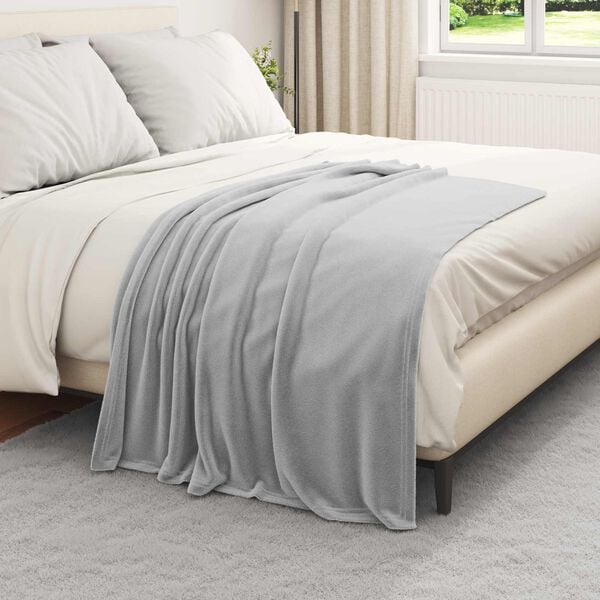 vidaXL Throw Blanket Grey 130 x 150 cm Fleece
