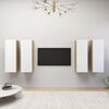vidaXL TV Cabinets 4 pcs White and Sonoma Oak 30.5x30x90 cm Engineered Wood