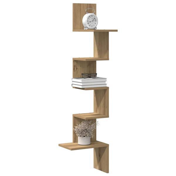 vidaXL Wall Corner Shelf Artisan Oak 32x32x127,5 cm Engineered Wood