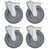 vidaXL Bolt Hole Swivel Casters with Double Brakes 4 pcs 125 mm