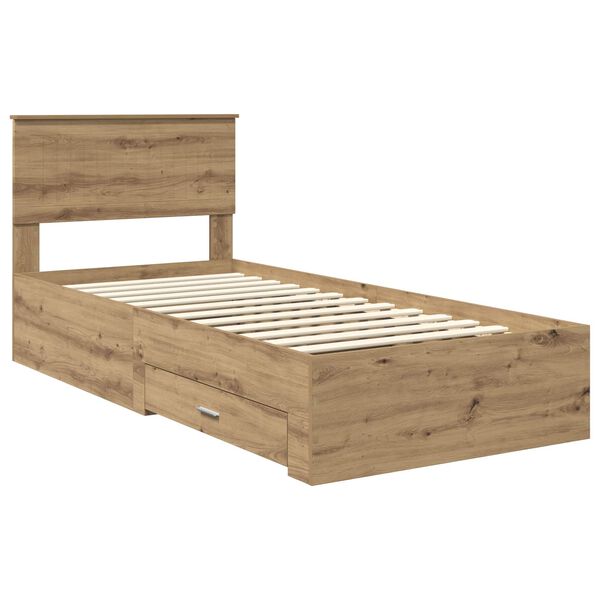 vidaXL Bed Frame with Drawer Artisan Oak 90 x 190 cm Engineered Wood