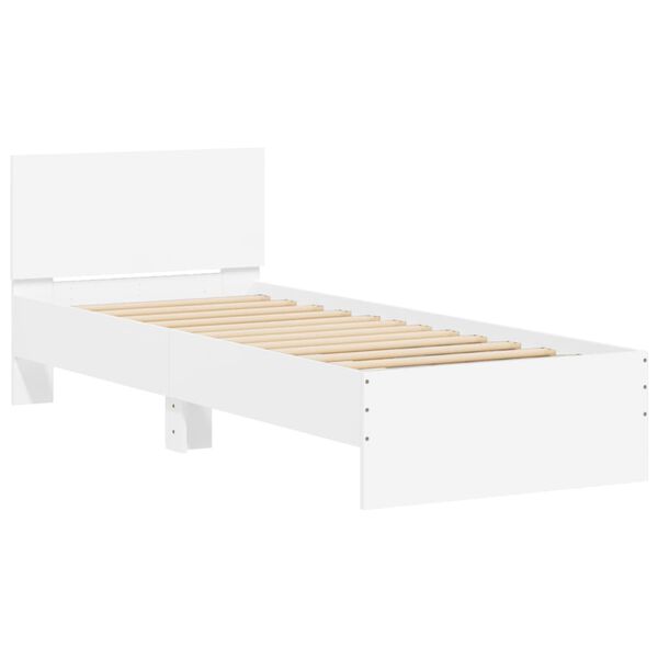 vidaXL Bed Frame without Mattress with LED Lights White 75x190 cm Small Single