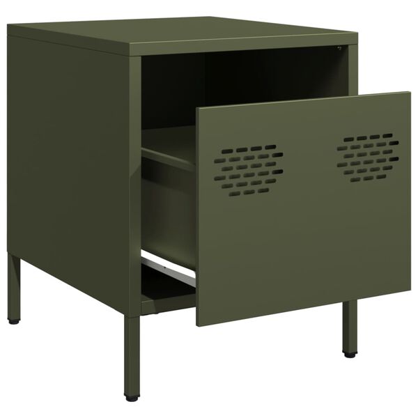 vidaXL Bedside Cabinet Olive Green 35x39x43.5 cm Steel