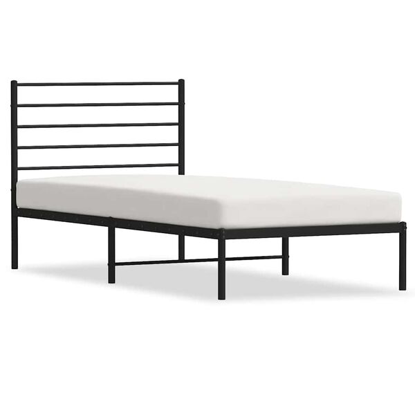 vidaXL Metal Bed Frame without Mattress with Headboard Black 100x190cm