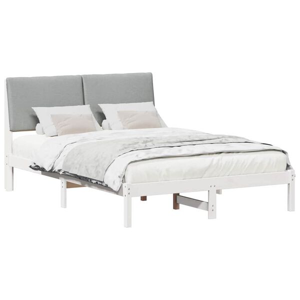 vidaXL Bed frame White and light grey 140 x 200 cm Solid pine wood