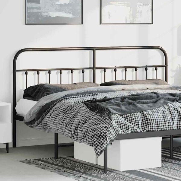 vidaXL Metal Replace Headboard Black 193 cm