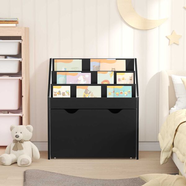 vidaXL Kids Bookshelf Black 60 x 29.5 x 69 cm Engineered Wood