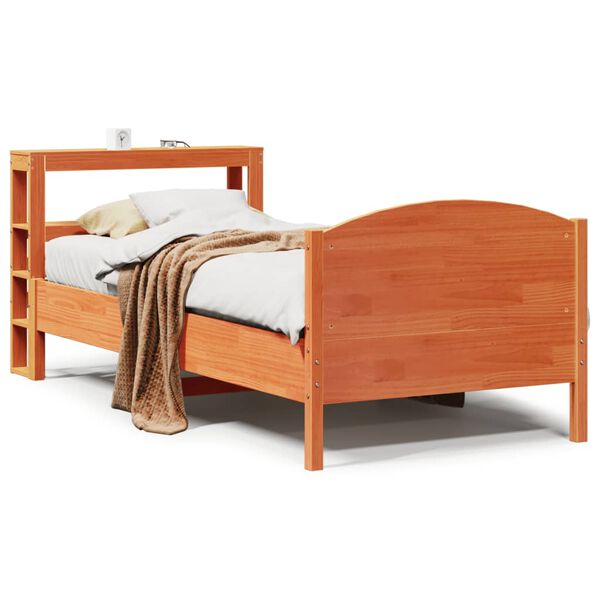vidaXL Bed Frame without Mattress Wax Brown 75x190 cm Small Single Solid Wood Pine