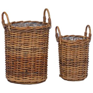 vidaXL Planter Basket with Storage 2 pcs Brown