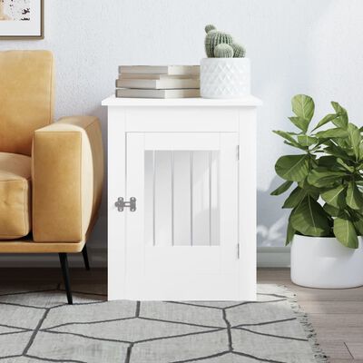vidaXL Dog Crate Furniture White 55x80x68 cm Engineered Wood