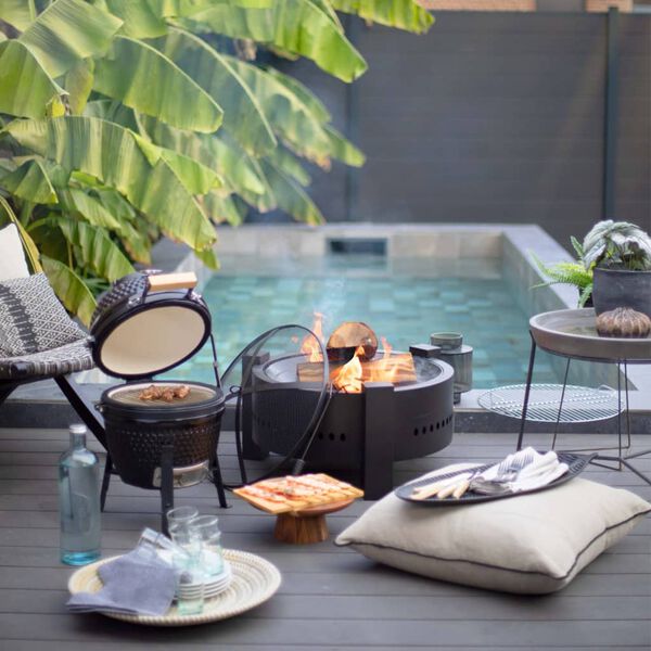 Livoo 2-in-1 Fire Pit with Grill 59.5 cm Black